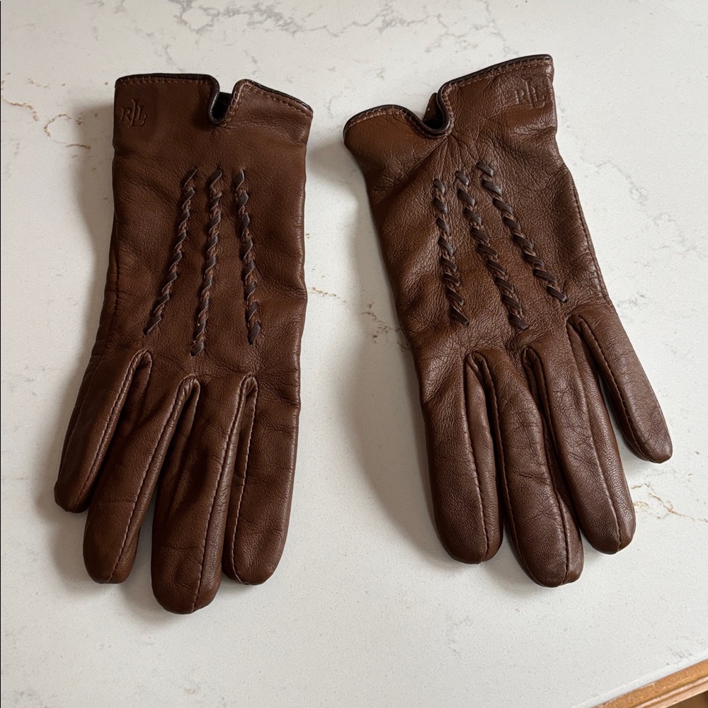 Ralph Lauren Brown Leather Gloves, perfect condition